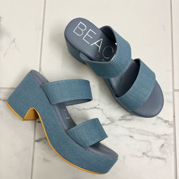 Beach by Matisse Ocean Ave Platform Sandals Women’s 7 Blue Chunky Raffia - Picture 1 of 8